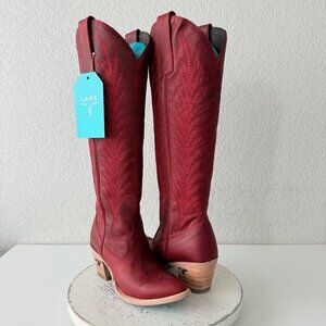 Lane JENTRY Knee High Red Cowboy Boots Red Leather Western Tall Womena Size 5